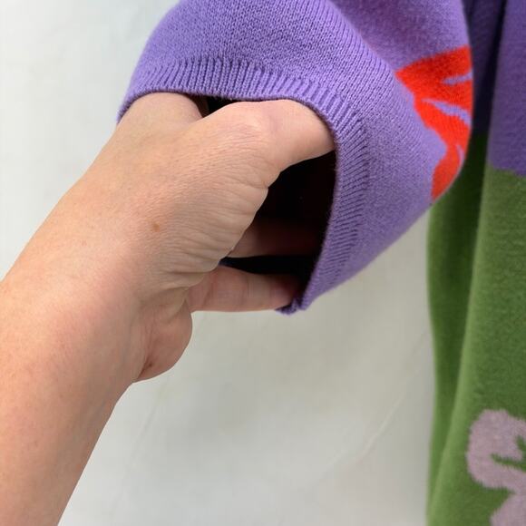 Monki Purple and Green Cardigan with Red Bow Pattern - Picture 8 of 9